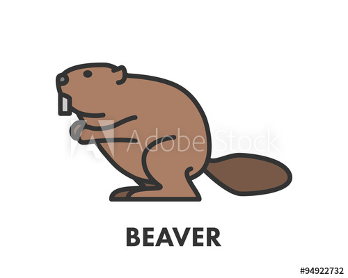500x400 Painted Line Figure Of Beaver Vector Outline Symbol