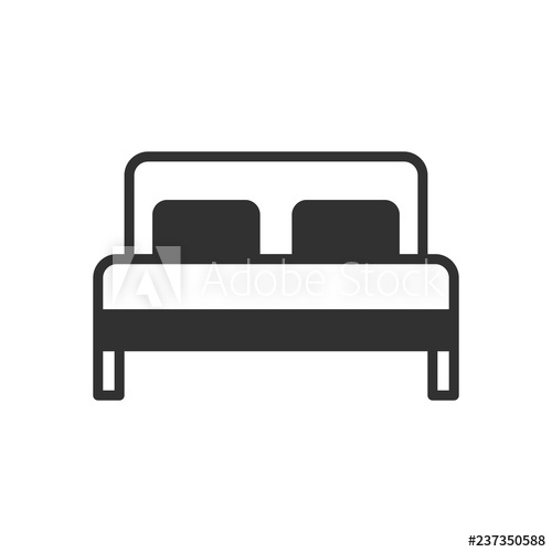 500x500 Hotel Room, Double Bed Icon Vector Illustration Isolated On White