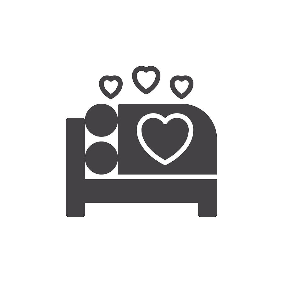 900x900 Make Love In Bed Icon Vector, Filled Flat Sign, Solid Pictogram