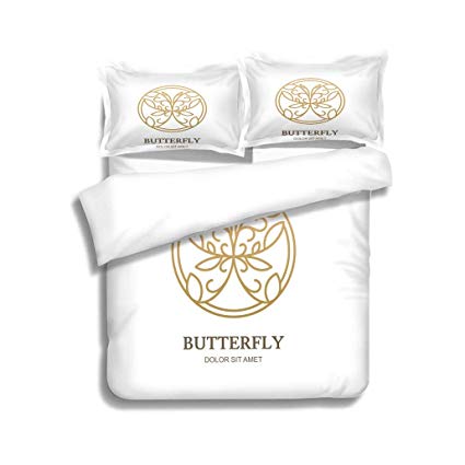 425x425 Family Bed Vector Emblem With Golden Butterfly Concept