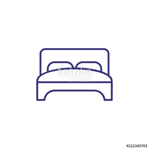 500x500 Double Bed Line Icon Bedroom, Bedtime, Bedding Hotel Concept