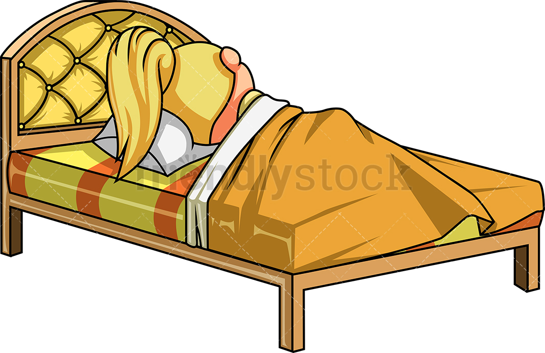 1066x690 Little Girl In Bed Cartoon Clipart Vector