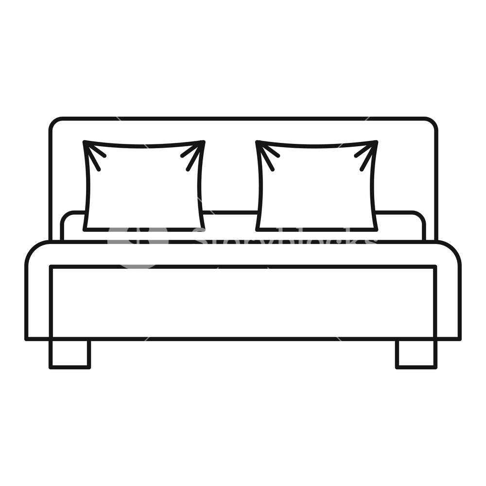 1000x1000 Double Bed Icon Outline Illustration Of Double Bed Vector Icon