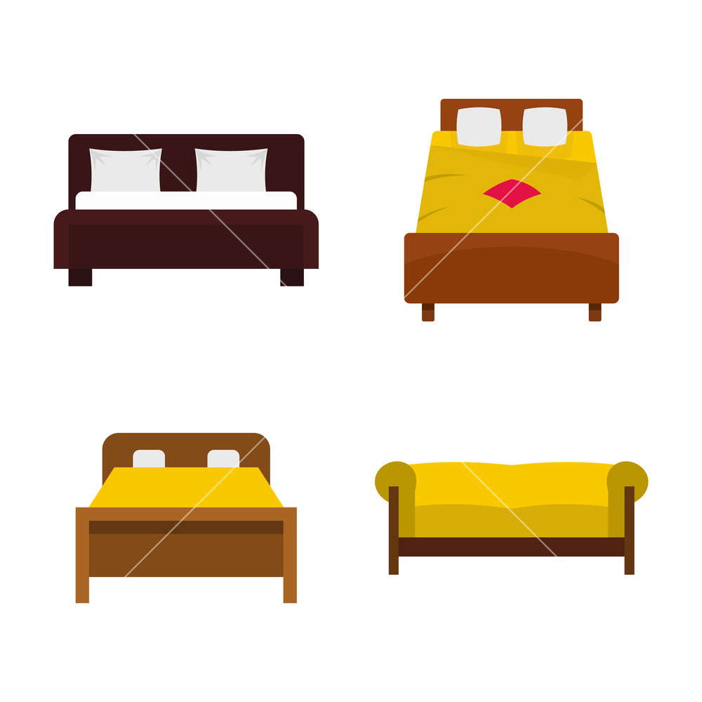 1000x1000 Bed Icon Set Flat Set Of Bed Vector Icons For Web Design Isolated