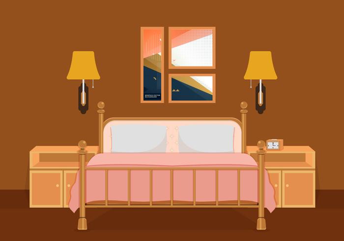 700x490 Interior Of Bedroom Vector Illustration