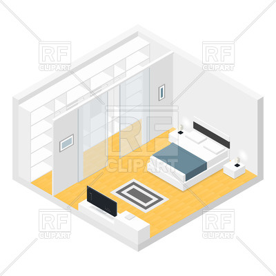 400x400 Isometric Bedroom Vector Image Of Architecture, Buildings