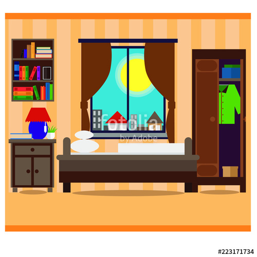 500x500 Living Room, Bedroom Vector Illustration Stock Image