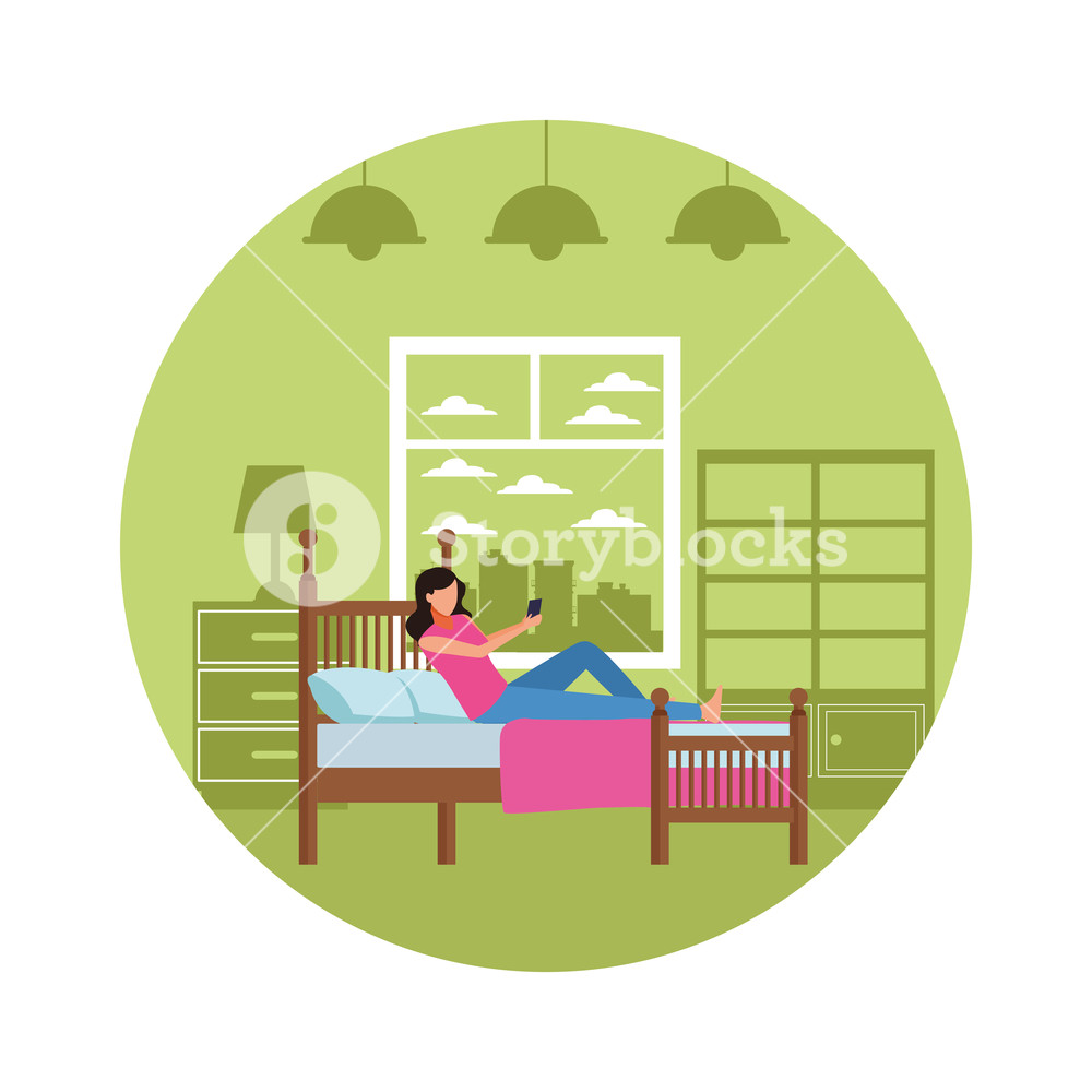 1000x1000 Faceless Woman Bedroom Vector Icon Illustration Graphic Design