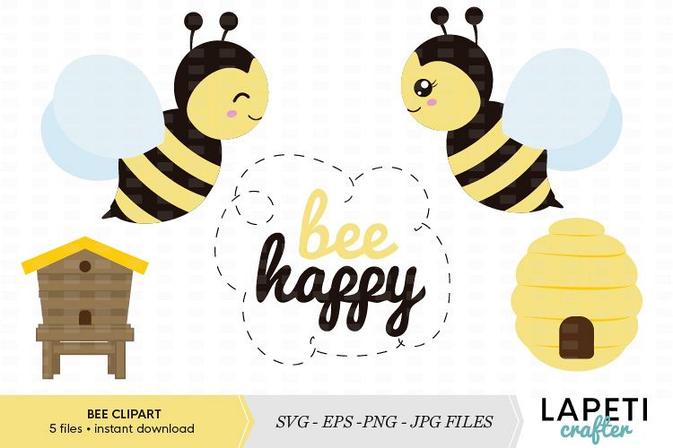 750x500 Cute Bee Clipart Vector Illustration Collection