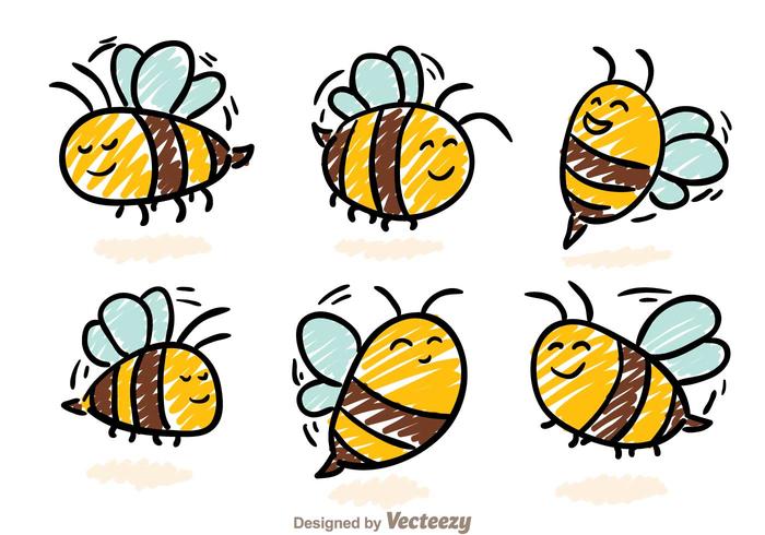 Cute Bee Hand Drawn Icon Vectors 700x490 Cute Bee Hand Drawn Icon Vectors