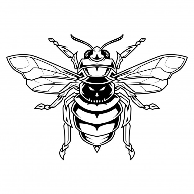 626x626 Bee Line Art Illustration Vector Premium Download