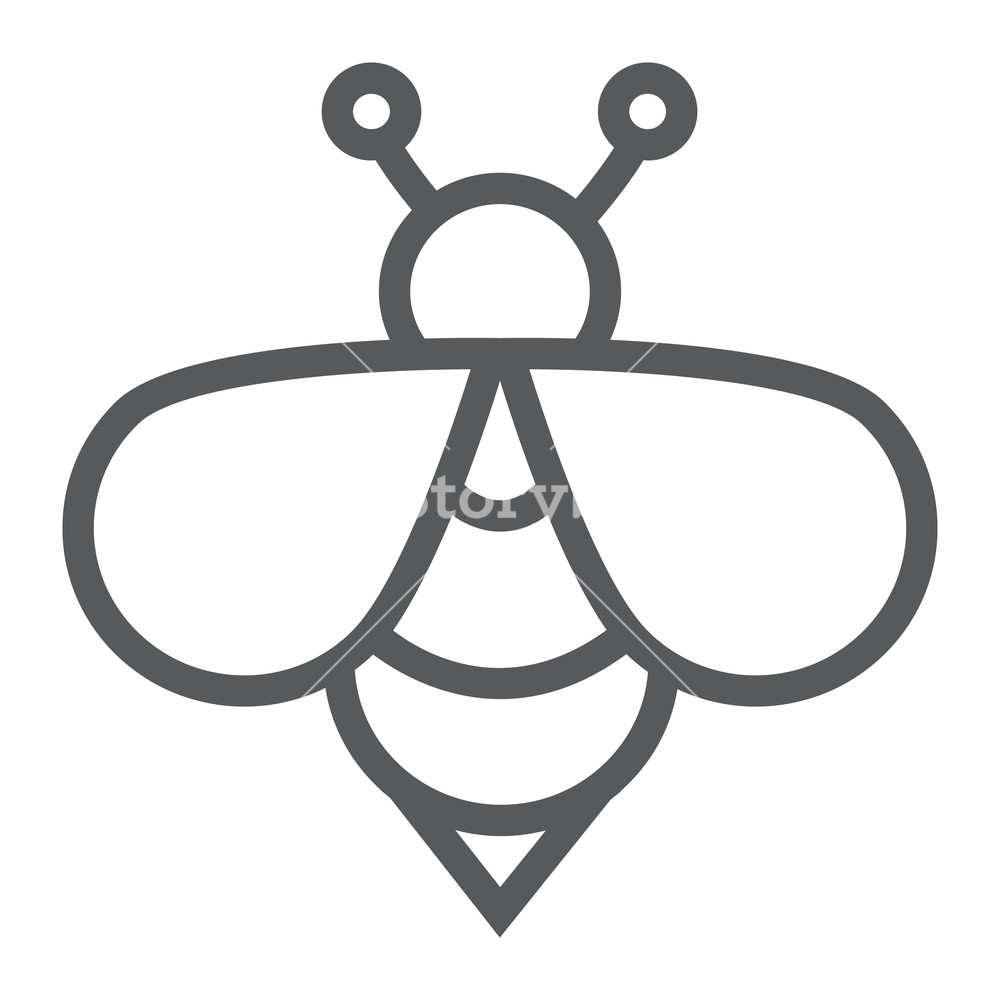 1000x1000 Bee Line Icon, Animal And Honey, Insect Sign, Vector Graphics