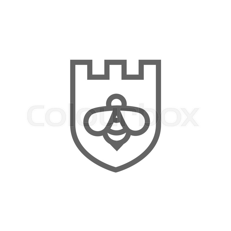 800x800 Vector Of Shield And Bee Line Icon Stock Vector Colourbox