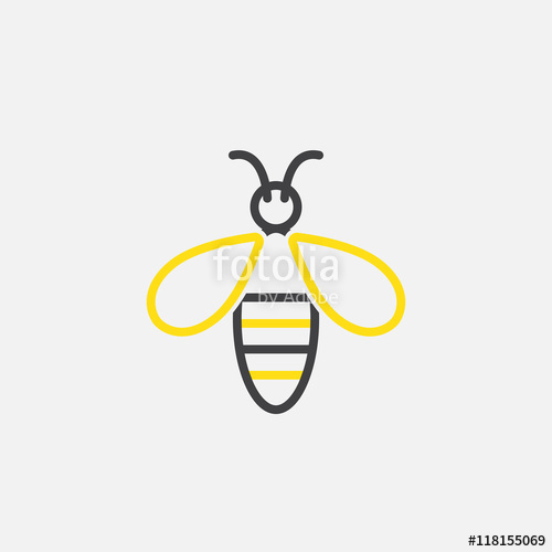 500x500 Bee Line Icon, Outline Vector Logo Illustration, Linear Pictogram
