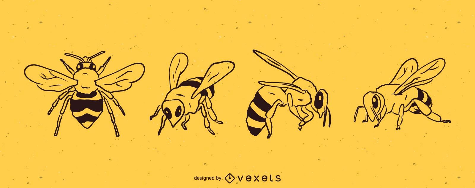 1600x633 Bee Line Illustration Set