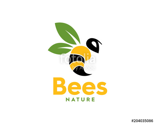 Natural Bee Logo With Leaf Wings Vector Stock Image And Royalty 500x401 Natural Bee Logo With Leaf Wings Vector Stock Image And Royalty