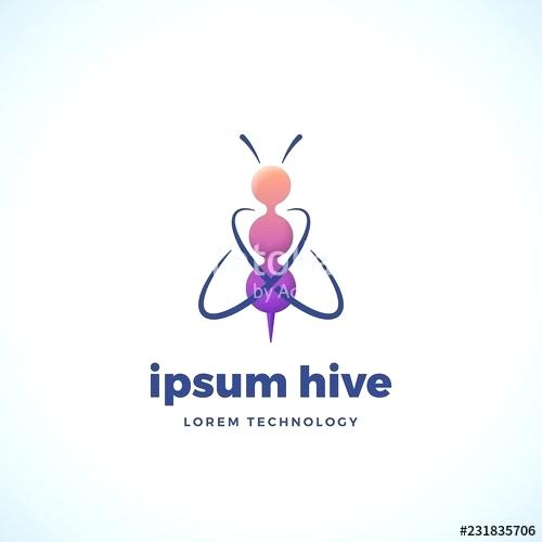 500x500 Hive Technology Vector Sign Symbol Or Logo Template Bee Silhouette