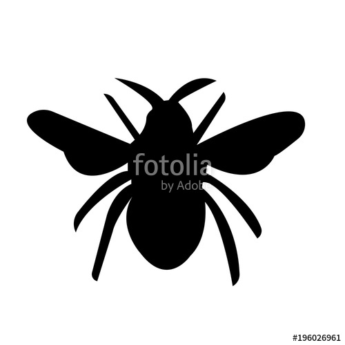500x500 Black Bumble Bee Silhouette On White Background Stock Image