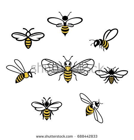 450x470 Honey Bee Set Vector Set Of Honey And Bee Labels For Honey Logo