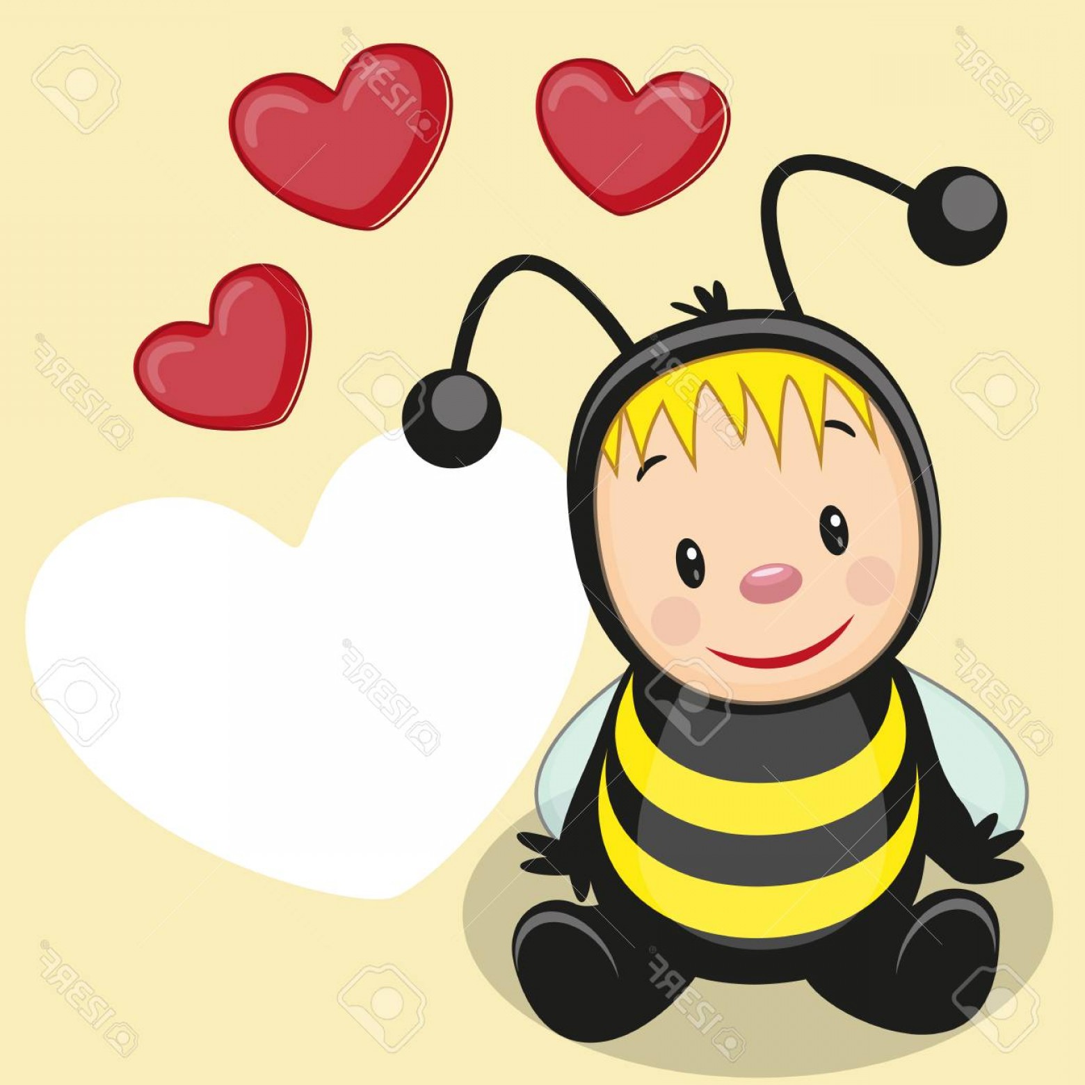 1560x1560 Photostock Vector Cute Cartoon Bee With Hearts Cqrecords