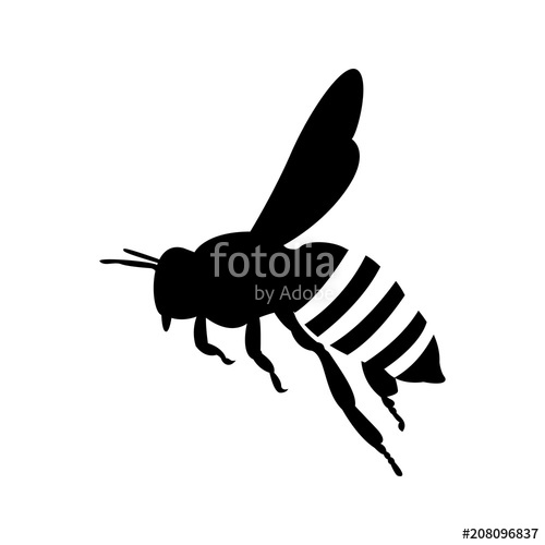 500x500 Flying Honey Bee Silhouette Honey Bee Icon Vector Stock Image