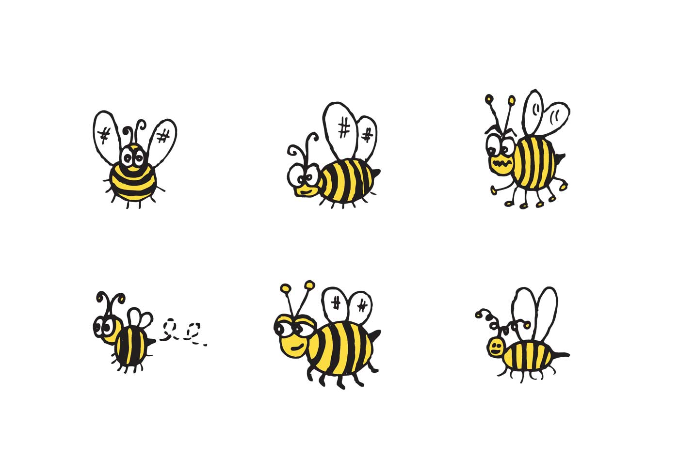 1400x980 Free Vector Free Cute Bee Vector Series