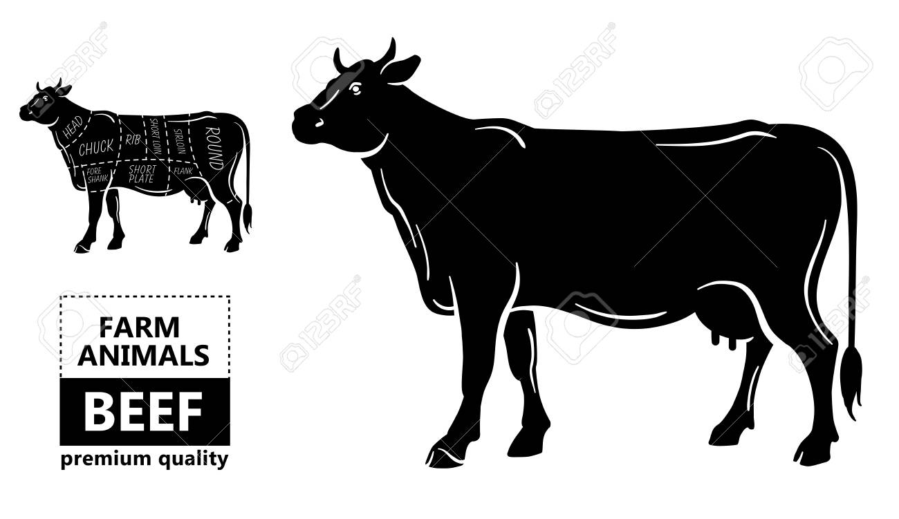 Beef Cow Silhouette Vector at Vectorified.com | Collection of Beef Cow