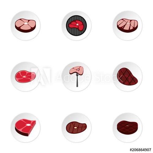 500x500 Beef Icons Set Flat Illustration Of Beef Vector Icons For Web