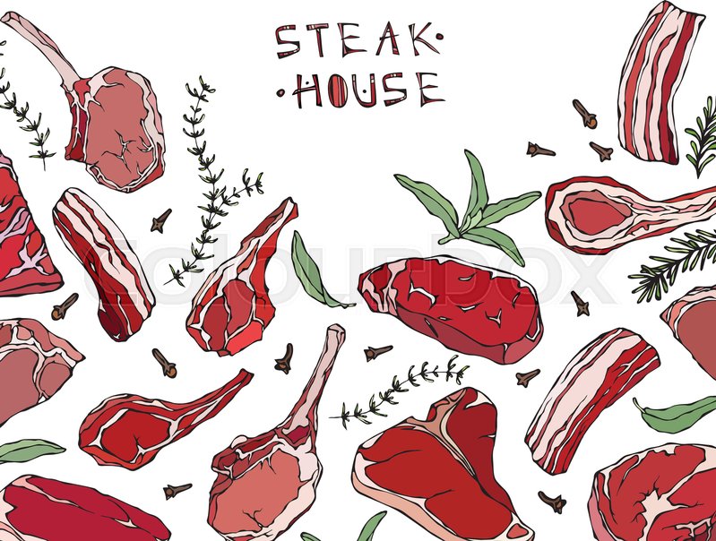 799x604 Frame With Meat Products Restaurant Stock Vector Colourbox