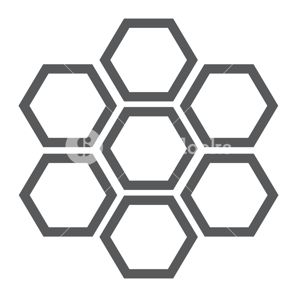 1000x1000 Honeycomb Line Icon, Bee And Honey, Hexagon Sign, Vector Graphics