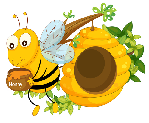 500x413 Cartoon Bee And Beehive Vector Material Free Download