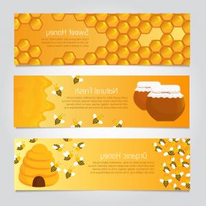 300x300 Honey Banners Cute Cartoon Honeybees With Beehive Vector Newwaysys