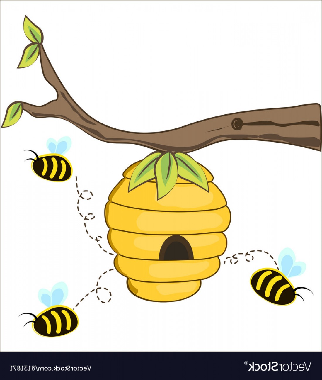1099x1296 The Bees Fly Out Of A Beehive Vector Studiogrfx