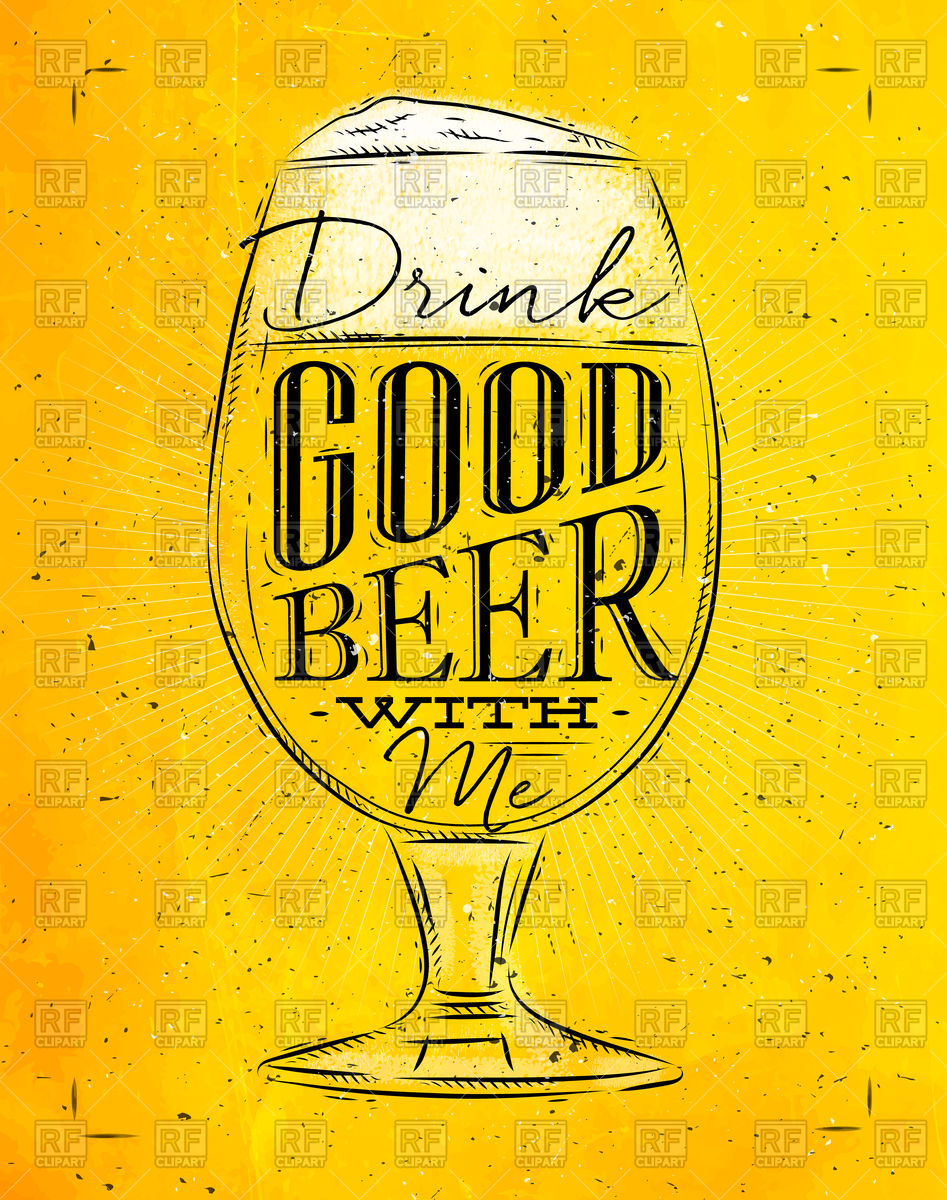 Poster With Beer Glass, Drink Good Beer With Me Lettering 947x1200 Poster With Beer Glass, Drink Good Beer With Me Lettering