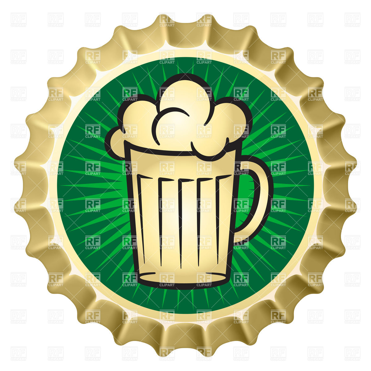 1200x1200 Beer Bottle Cap With Glass Of Beer Vector Image Of Food