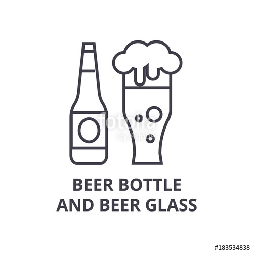 Beer Bottle And Beer Glass Line Icon, Outline Sign, Linear Symbol 500x500 Beer Bottle And Beer Glass Line Icon, Outline Sign, Linear Symbol