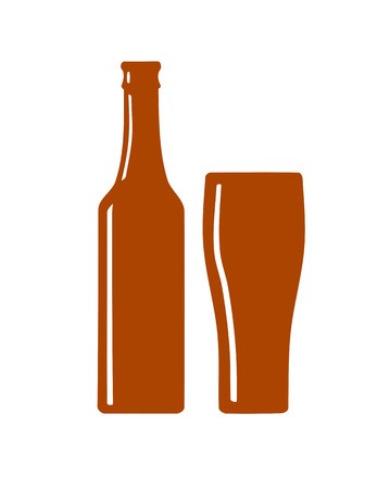 359x450 Beer Bottle And Glass Silhouette Royalty Free Vector Graphics