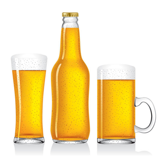 550x550 Beer Bottle, Glass And Can Vector