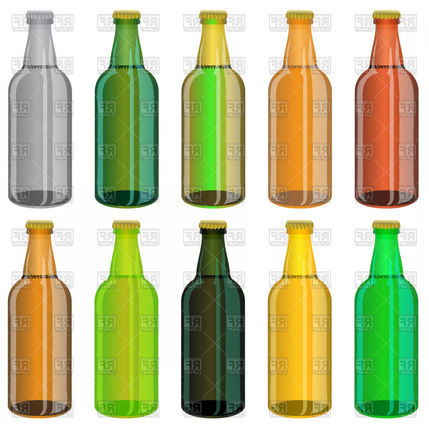 1440x1440 Set Of Colorful Beer Glass Bottles Vector Clipart Handandbeak