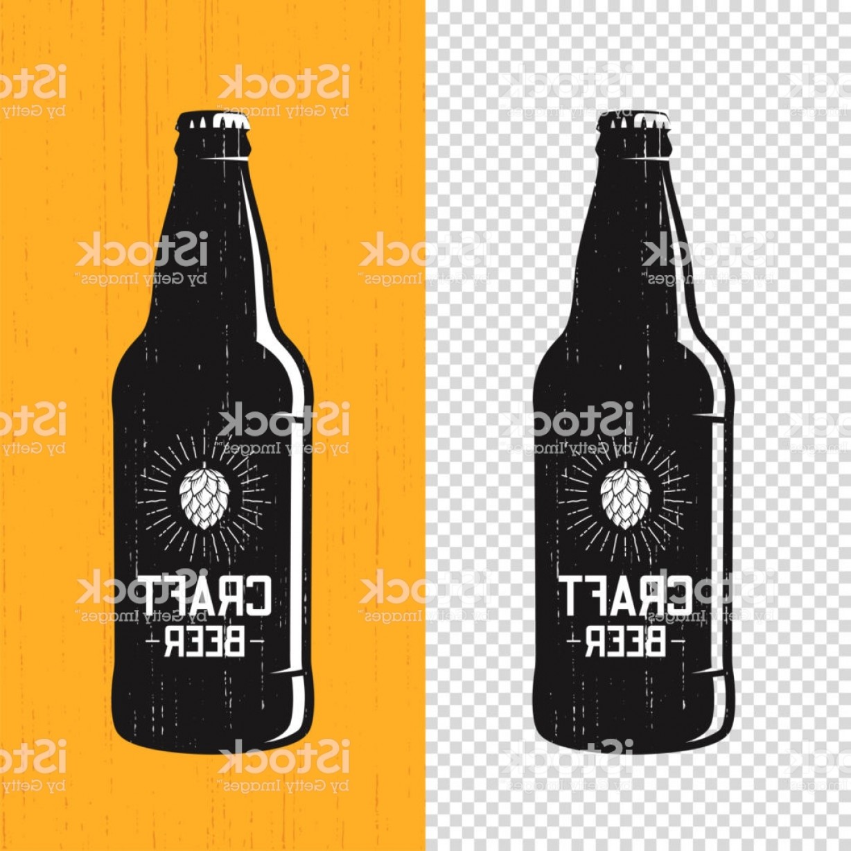 1228x1228 Textured Craft Beer Bottle Label Design Vector Icon Emblem