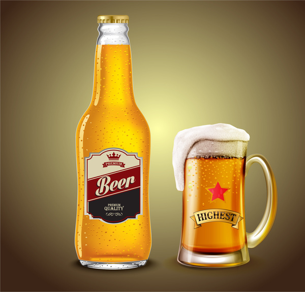 600x575 Beer Bottle And Glass Free Vector In Adobe Illustrator