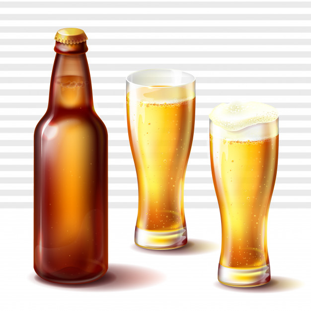 626x626 Beer Bottle And Weizen Glasses With Beer Vector Vector Free Download