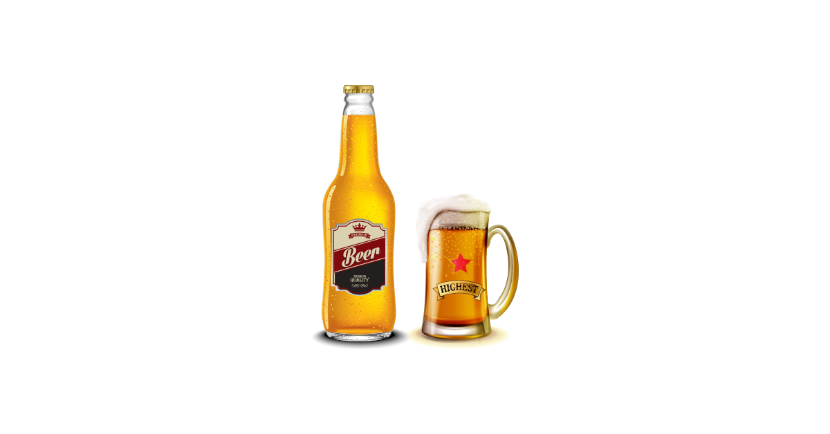 1200x628 Bottle And Glass Of Beer Free Vector And Png The Graphic Cave