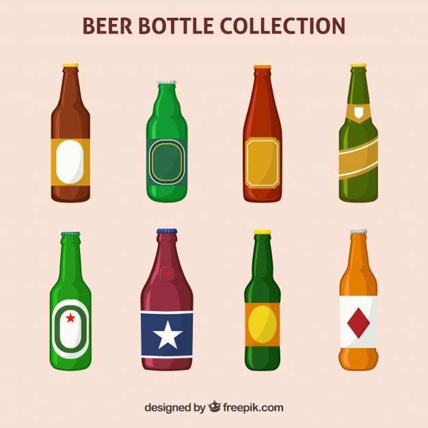 626x626 Flat Beer Bottle Collection With Label Vector Free Download