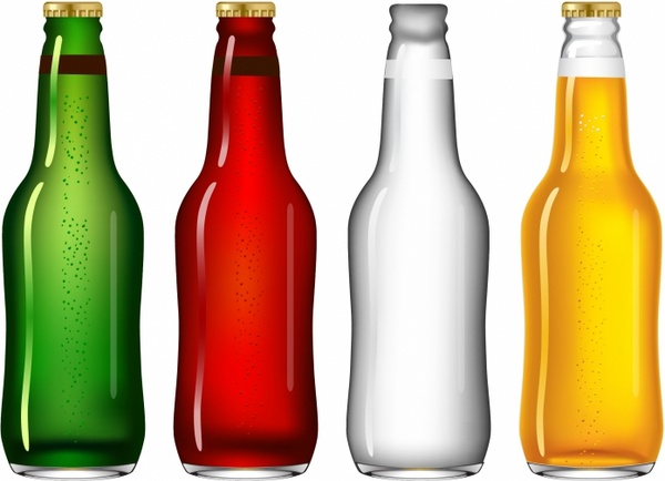 600x434 Four Beer Bottles Free Vector In Adobe Illustrator