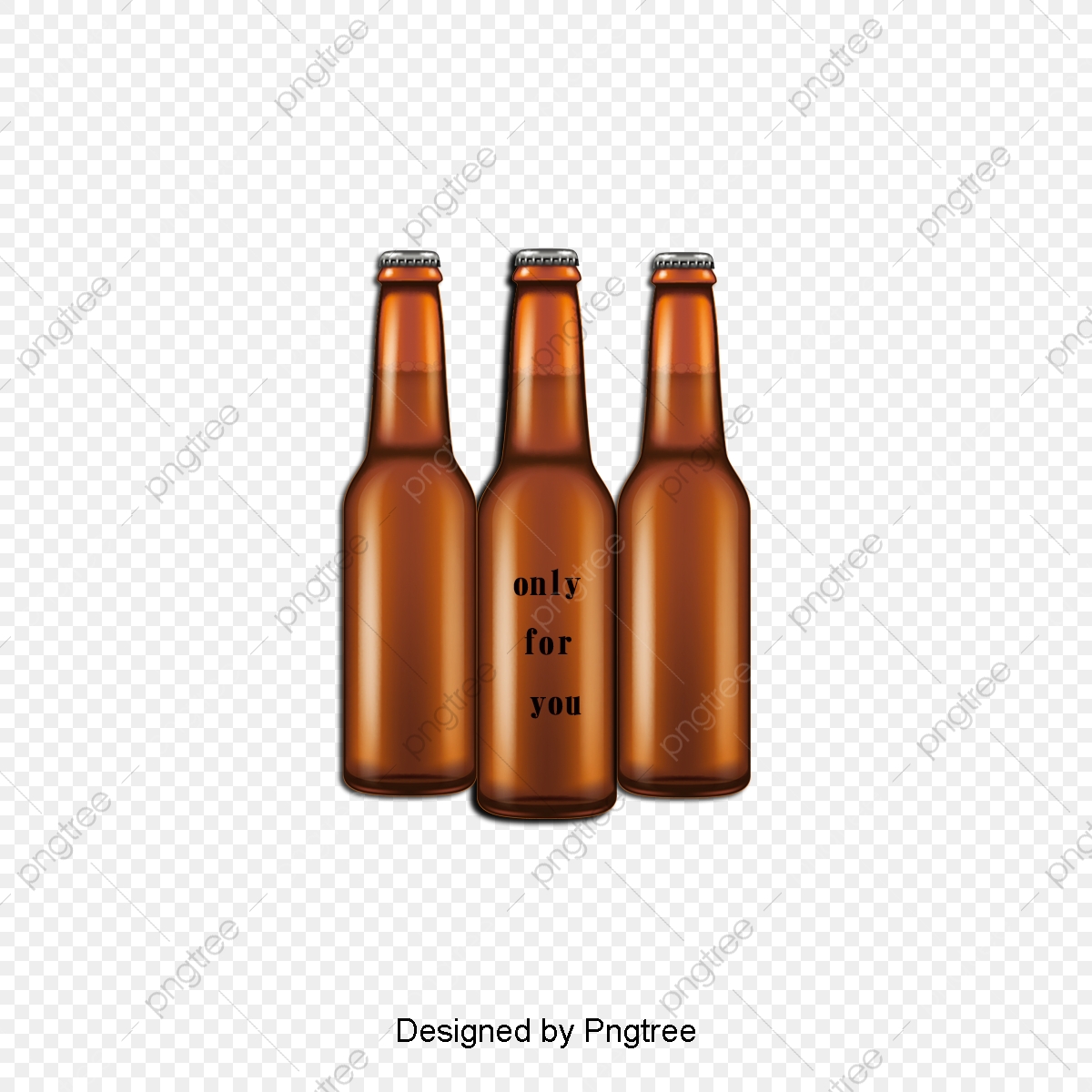 1200x1200 Three Brown Beer Bottle Design Vector Material, Hand Painted Beer
