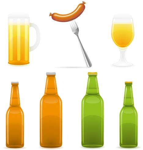 468x490 Beer Bottle Glass And Sausage Vector Illustration