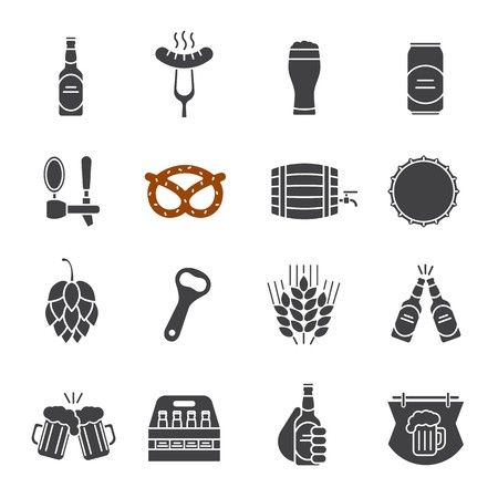 450x450 Beer Glyph Icons Set Bar And Pub Silhouette Symbols Foamy Beer
