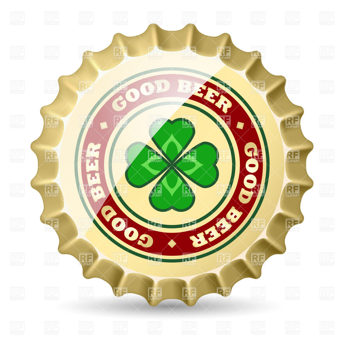 1200x1200 Shiny Metal Beer Cap With Clover Vector Image Of Icons And Emblems