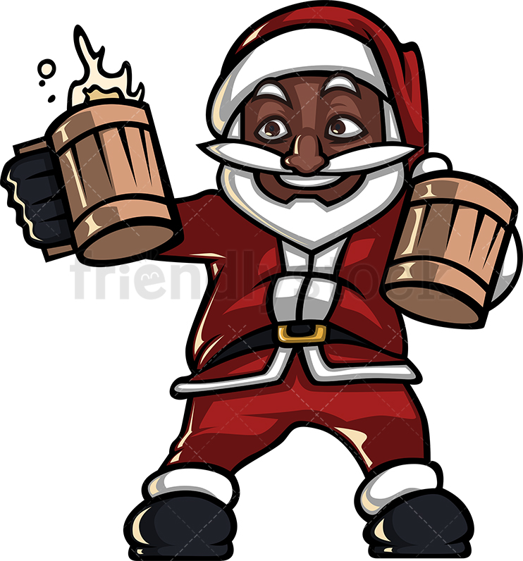 742x796 Black Santa Claus Holding Beer Cartoon Clipart Vector